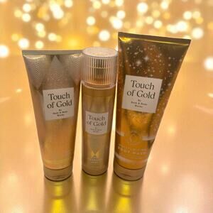 Touch of Gold Bath & Body Works Set Blackberry Magnolia Mist Cream Wash BBW x3